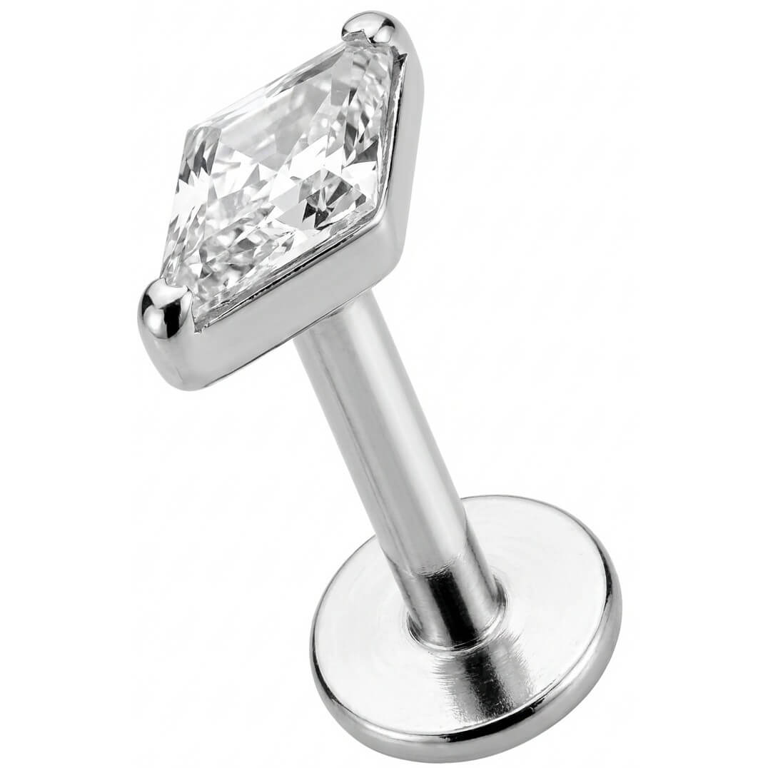Titanium Labret Clear Rhombus Crystal Top Internally Threaded