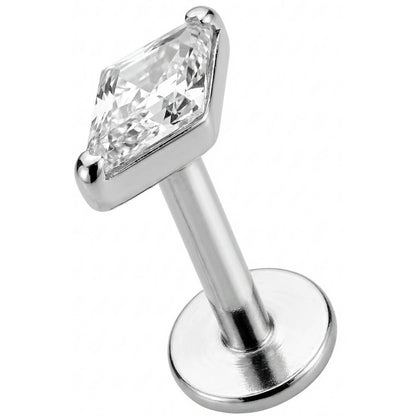 Titanium Labret Clear Rhombus Crystal Top Internally Threaded