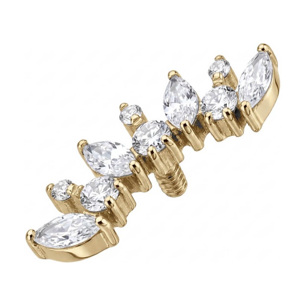 Titanium Top Curved Marquise Cut Cluster Internally Threaded