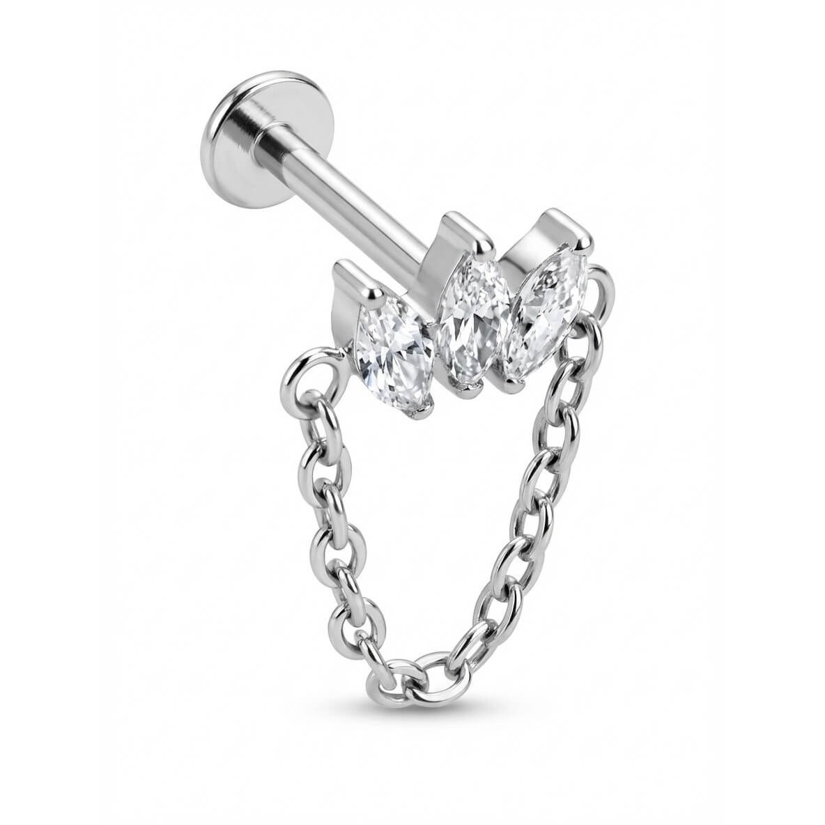 Titanium Labret 7 cubic zirconias Internally Threaded