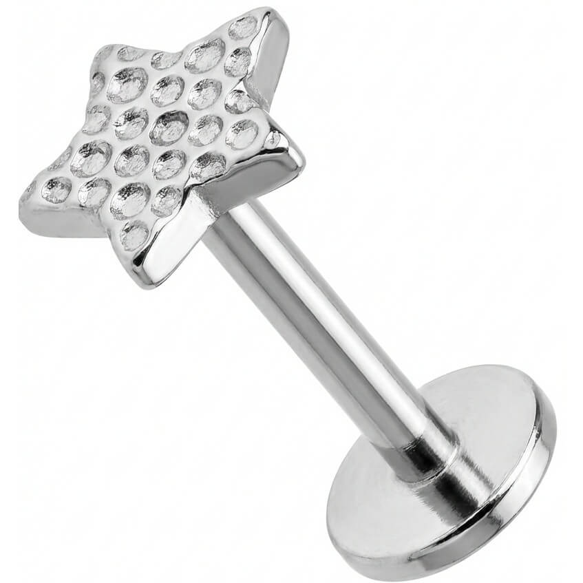 Titanium Labret Star With Stones Internally Threaded