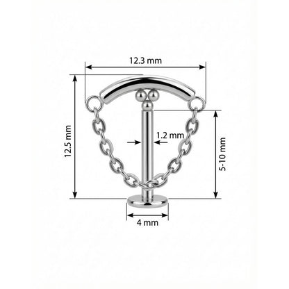Titanium Labret Curved Bar Draping Chain Internally Threaded