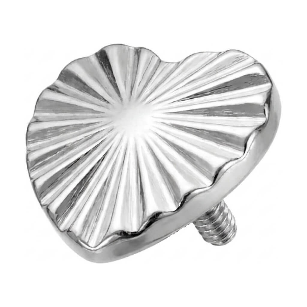 Titanium Top Fluted Sunburst Heart Internally Threaded