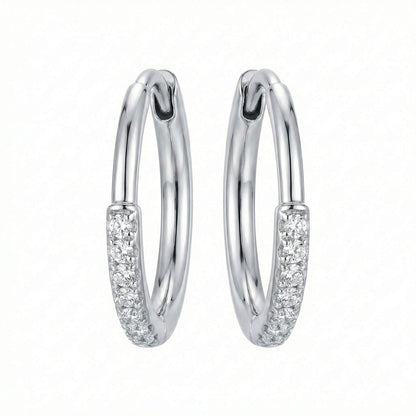 Titanium Earring Crystal Paved Hoop Clicker