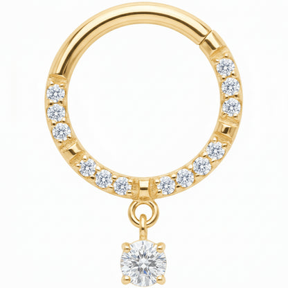 Titanium Ring Crystal Pave Solitaire Charm Clicker