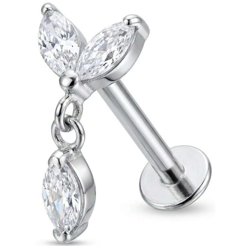 Titanium Labret Marquise Petal Dangle Drop Internally Threaded