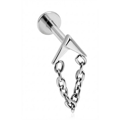 Titanium Labret V-Shape With Draped Chain Internally Threaded