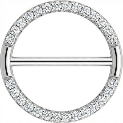 Titanium Nipple Piercing Paved Crystal Circle Clicker