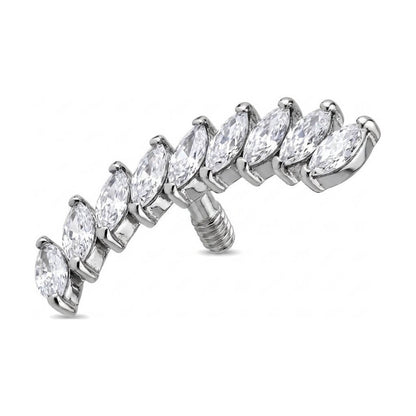 Titanium Top Curved Marquise Zirconia Cluster Internally Threaded