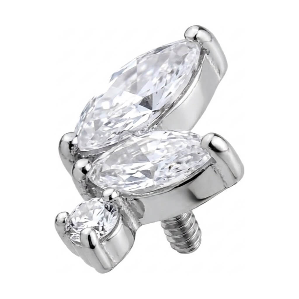 Titanium Top Marquise Zirconia Butterfly Cluster Internally Threaded
