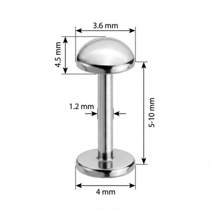 Titanium Labret Smooth Oval Dome Top Internally Threaded