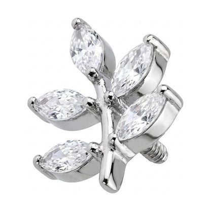 Titanium Top Marquise Zirconia Leaf Branch Internally Threaded