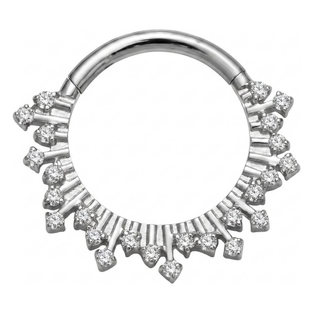 Titanium Ring Sun Zirconia Clicker
