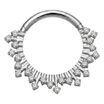 Titanium Ring Sun Zirconia Clicker