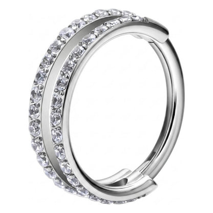 Titanium Ring Double Row Zirconia Clicker