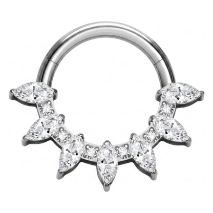 Titanium Ring Marquise Zirconias Clicker