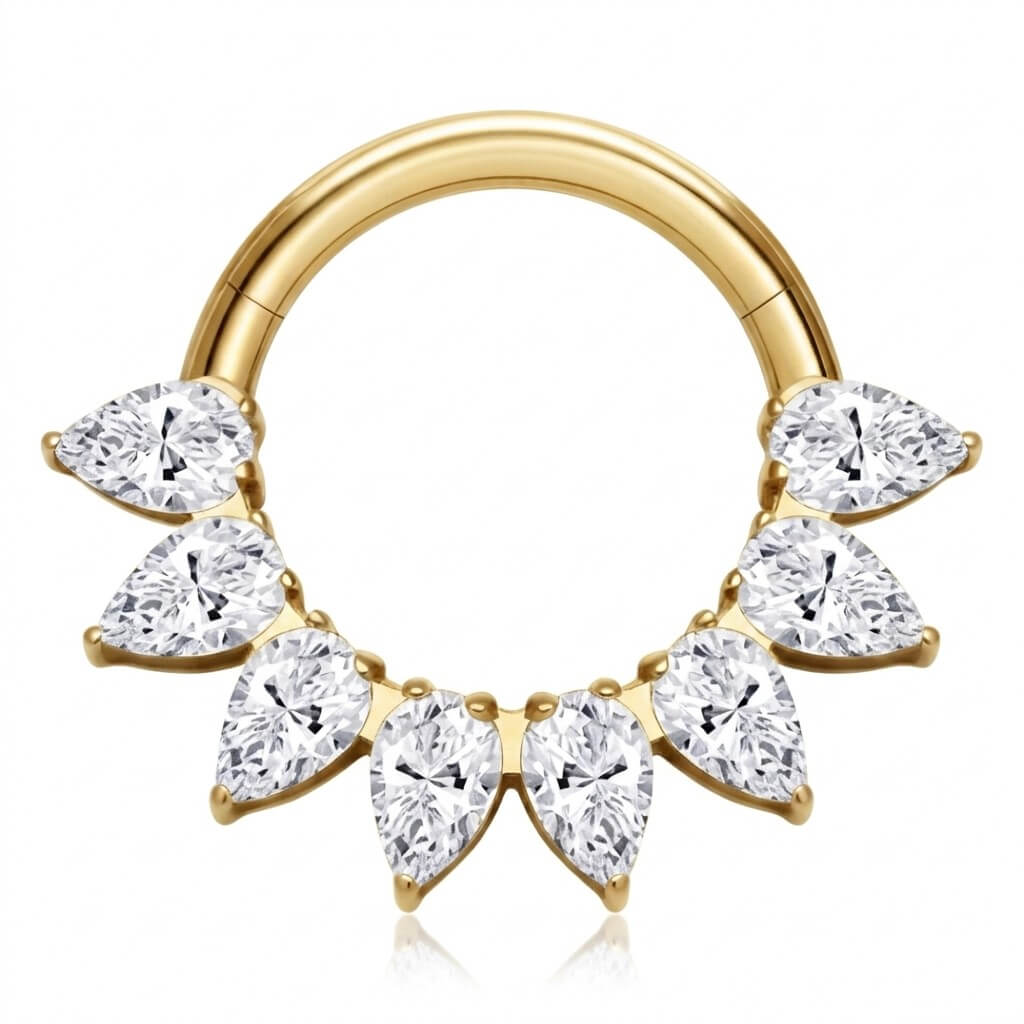 Titanium Ring Teardrop Zirconias Clicker