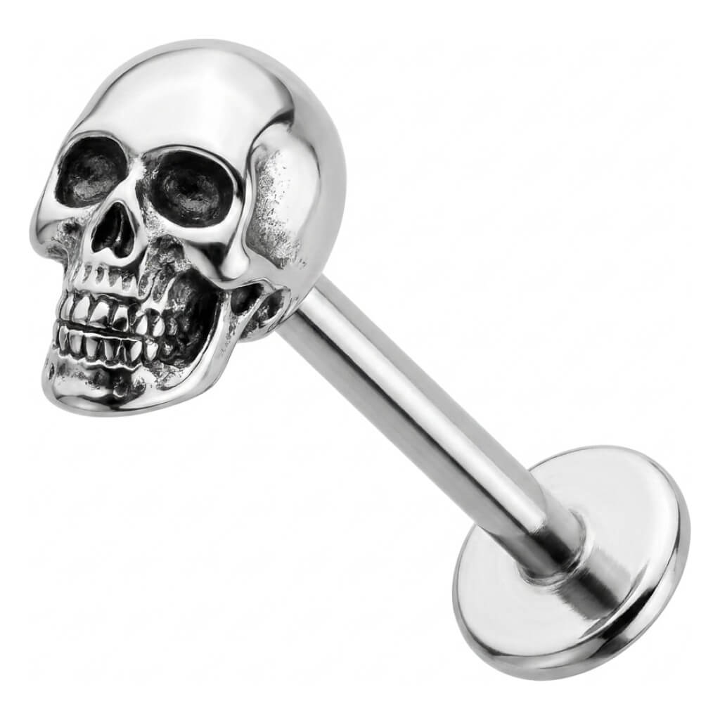 Titanium Labret Skull Internally Threaded