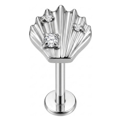 Titanium Labret Seashell Zirconias Internally Threaded