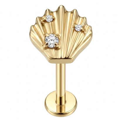 Titanium Labret Seashell Zirconias Internally Threaded