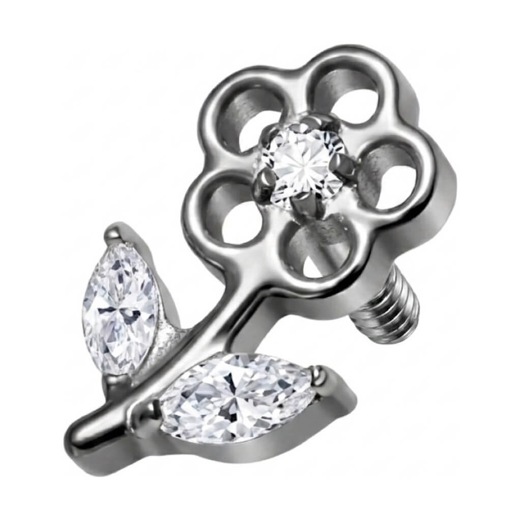Titanium Top Cutout Flower With Leaves Internally Threaded