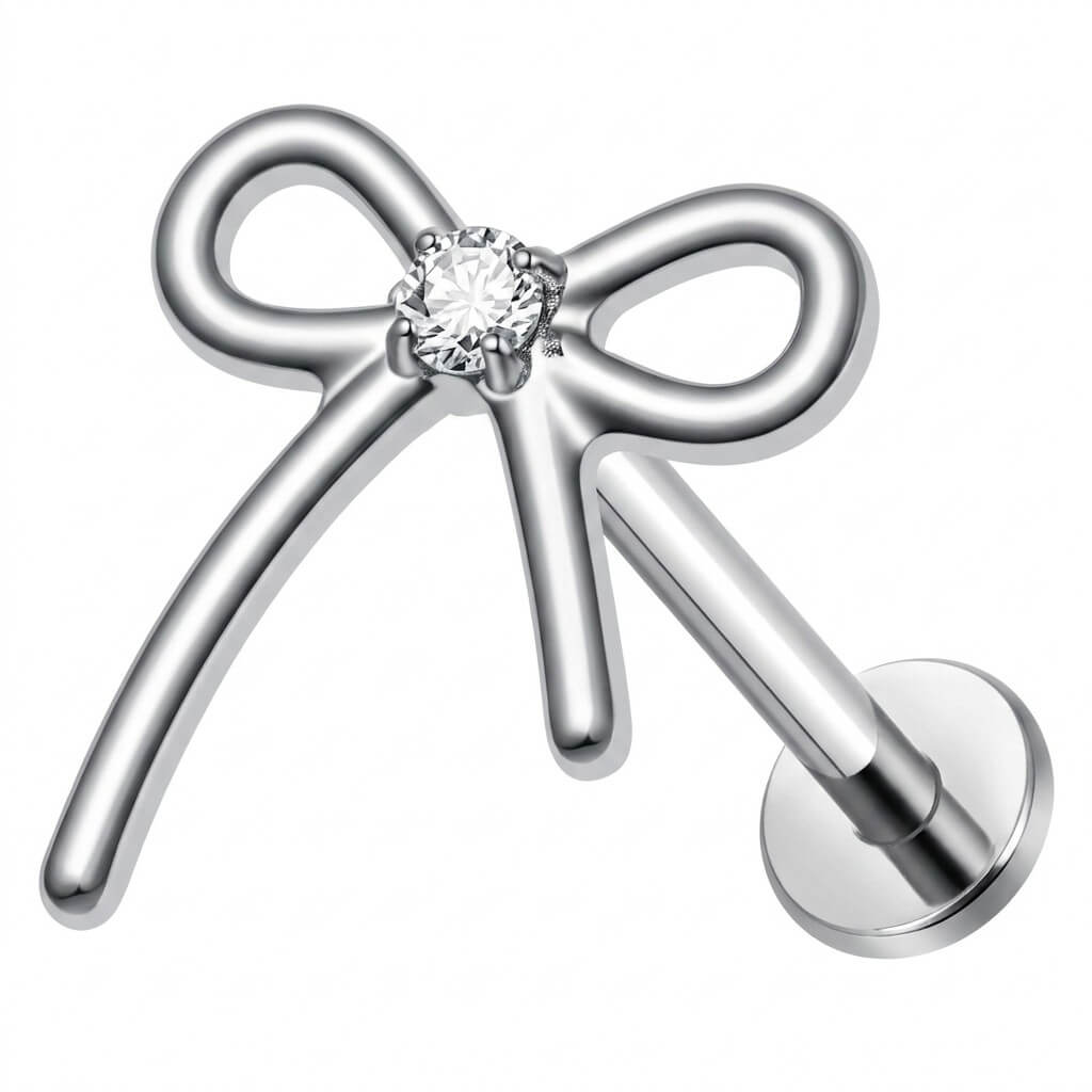 Titanium Labret Bow Zirconia Internally Threaded