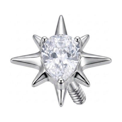 Titanium Top Spiked Pear Stone Star Internally Threaded