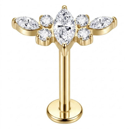 Titanium Labret Marquise Zirconia Cluster Internally Threaded