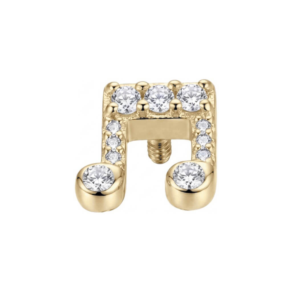 Titanium Top Double Music Note With Stones Internally Threaded